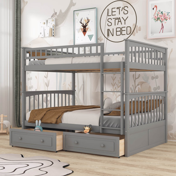 Harriet Bee Full Over Full 2 Drawer Solid Wood Standard Bunk Bed by